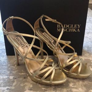 Badgley Mischka soft gold high heel sandal